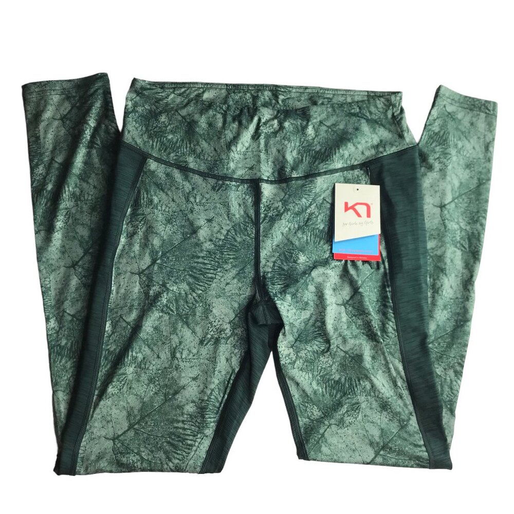 New NWT Karri Traa Green Legging Spandex Yoga Athletic Size Women's Large